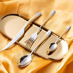 Ferran Gold Silver Diagonal Textured Stainless Steel Cutlery Set
