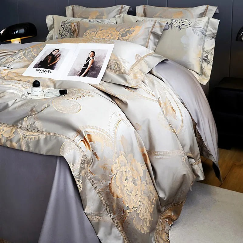 Freja Luxury Vintage Floral Jacquard Bedding Set