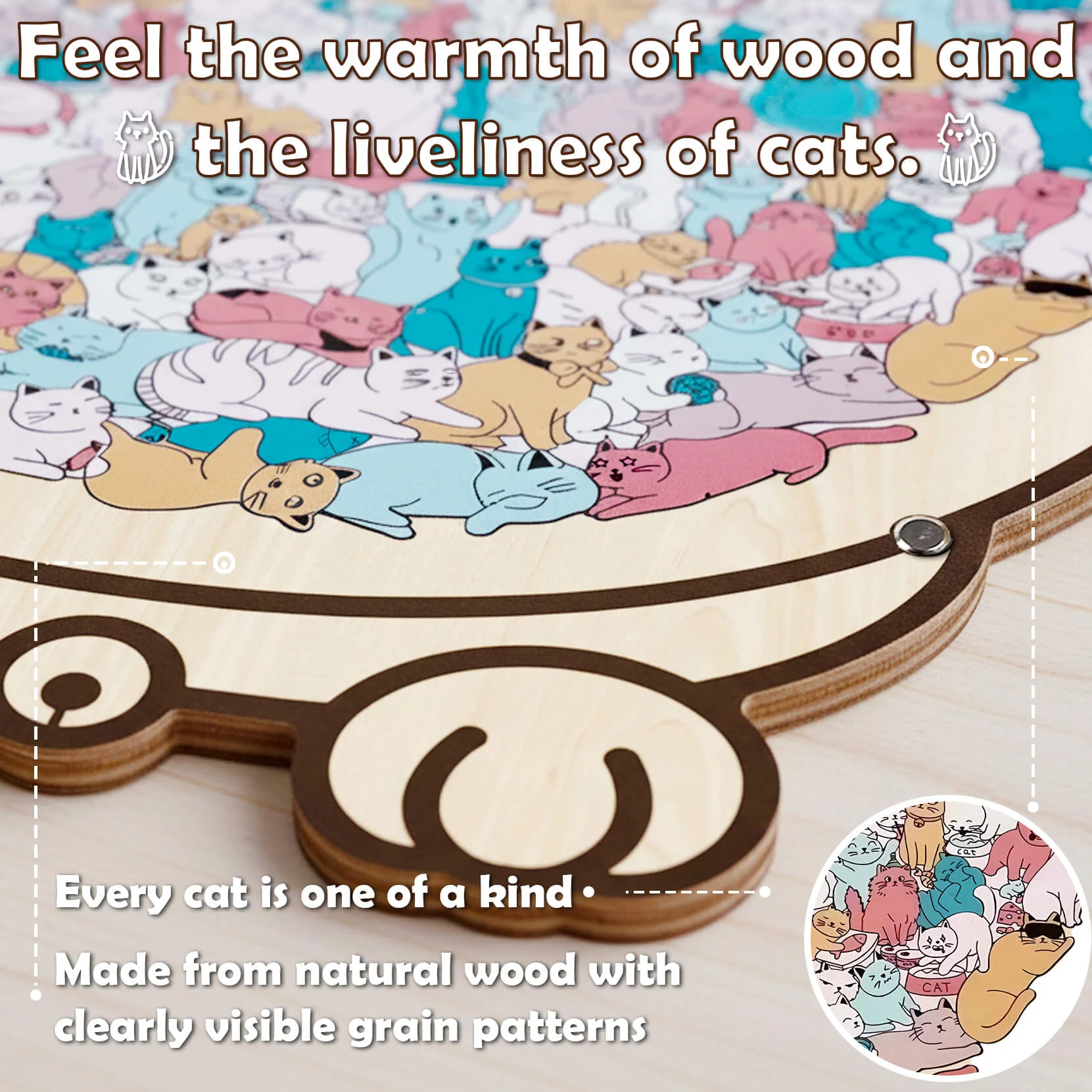 🐱Morandi-Colored Cat Shaped Wooden Jigsaw Puzzle