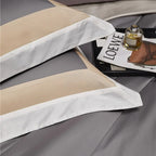 Luxor Grey Stripe Border Egyptian Cotton Bedding Set