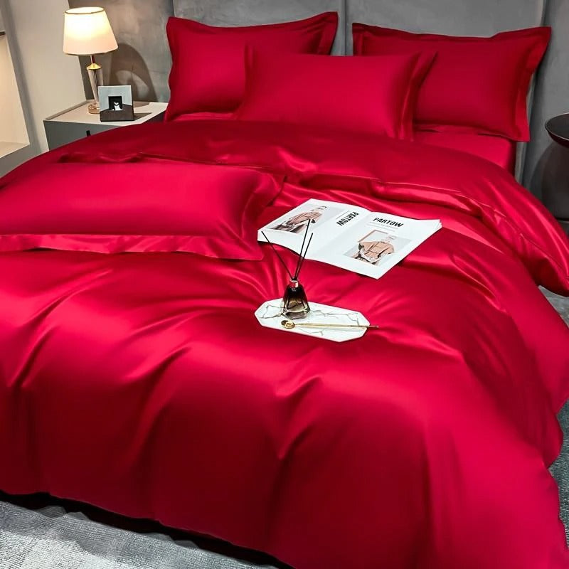 Neo Red Silky Egyptian Cotton Bedding Set