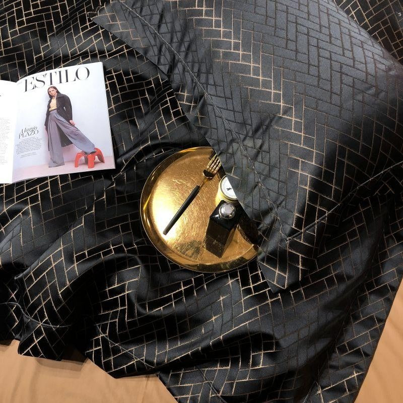 Talia Black Egyptian Cotton Satin Bedding Set