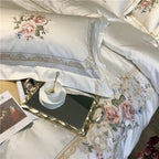Destiny Blossom Floral Embroidered Egyptian Cotton Bedding Set