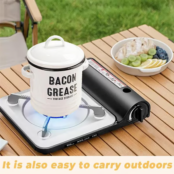🖤 BLACK FRIDAY Best Sale -46 oz bacon grease container with strainer and food-grade silicone spatula