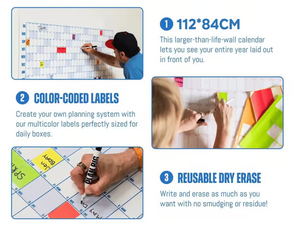 📅2026 Wall Calendar - Flexible Dry-Erase Material ✍️Design Your Amazing Year!🏃