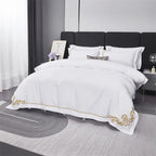 Lagertha Gold Hotel Embroidered Border Egyptian Cotton Bedding Set