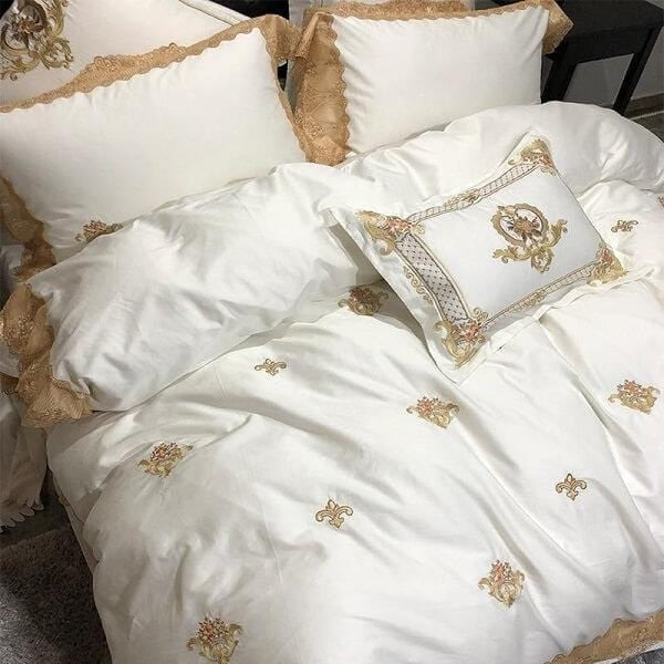Karlena Oriental Embroidered Luxury Egyptian Cotton Bedding Set