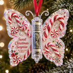 🦋💵 Embossed Butterfly Christmas Cash Gift Ornament – Holiday Money Holder Keepsake 🎄✨