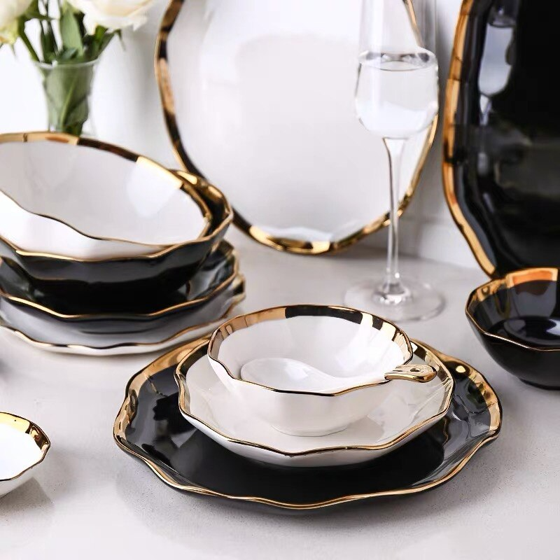 Nora Black White Luxury Dinnerware Set