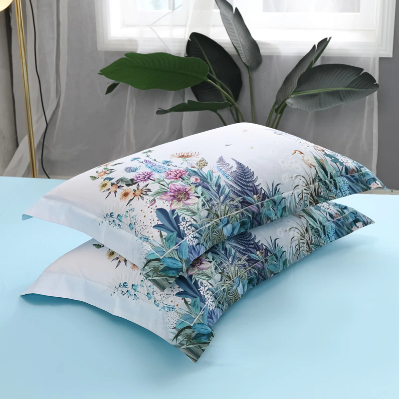 Gianna Sky Blue Botanical Ultra Soft Egyptian Cotton Bedding Set