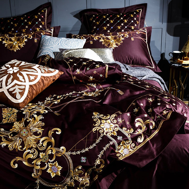 Ozmundo Sangria Luxury Egyptian Cotton Bedding Set