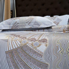 Camille Eclectic Linear Printed Silky Egyptian Cotton Bedding Set