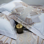 Camille Eclectic Linear Printed Silky Egyptian Cotton Bedding Set