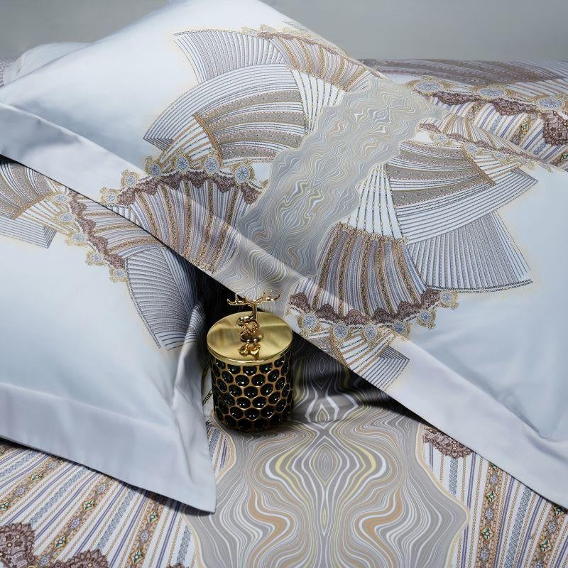 Camille Eclectic Linear Printed Silky Egyptian Cotton Bedding Set