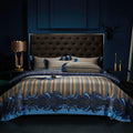 Carol Damask And Striped Print Silky Egyptian Cotton Bedding Set
