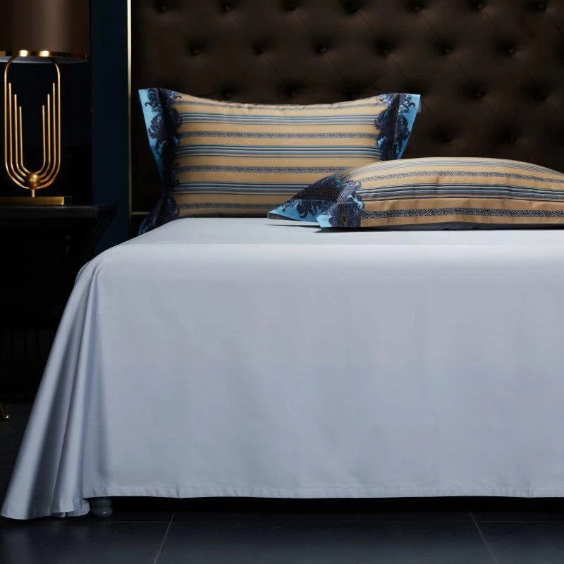 Carol Damask And Striped Print Silky Egyptian Cotton Bedding Set