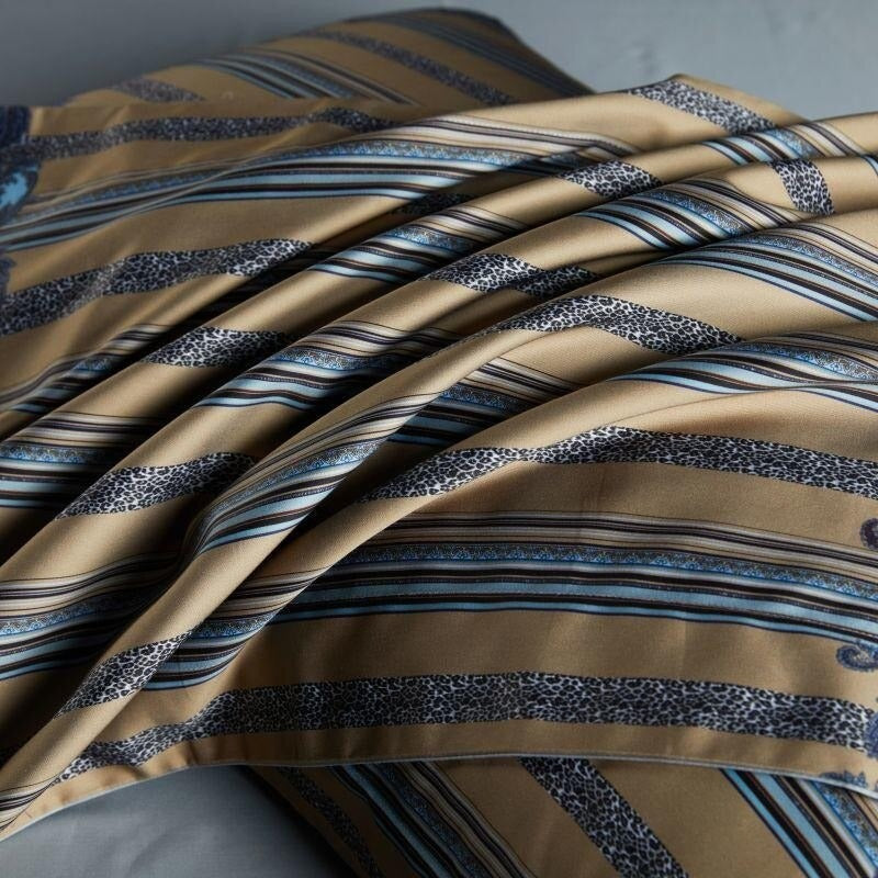 Carol Damask And Striped Print Silky Egyptian Cotton Bedding Set