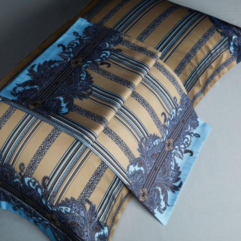 Carol Damask And Striped Print Silky Egyptian Cotton Bedding Set