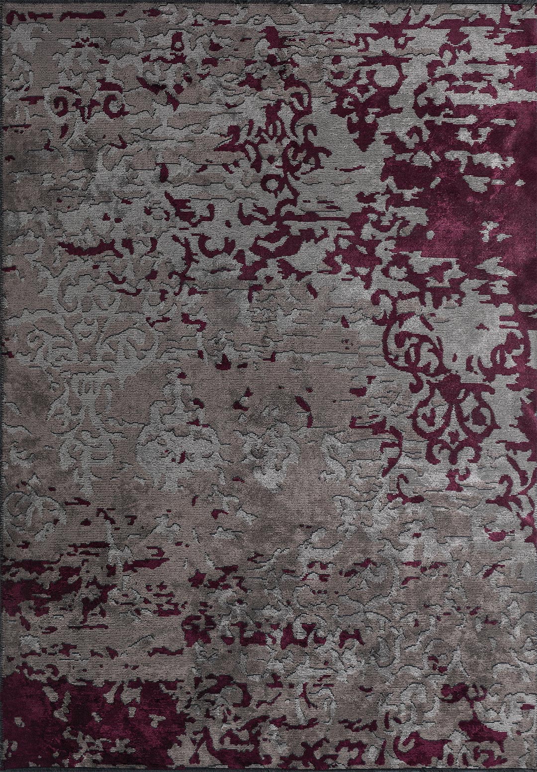 Valencia Dark Damson - Light Grey Rug