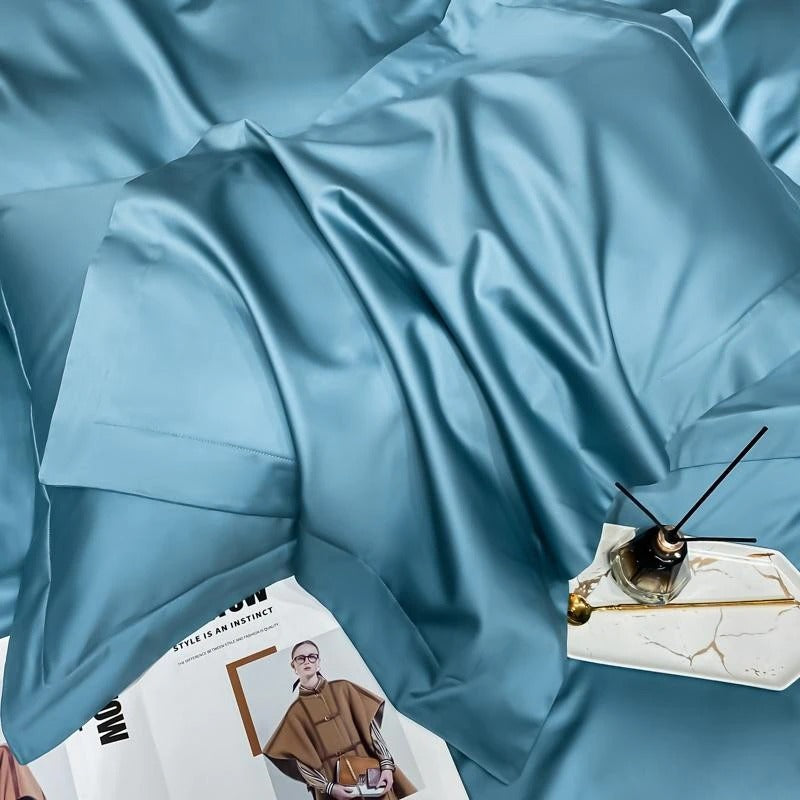 Neo Sky Blue Silky Egyptian Cotton Bedding Set