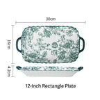 Vintage Green Flora Ceramic Dinnerware Set