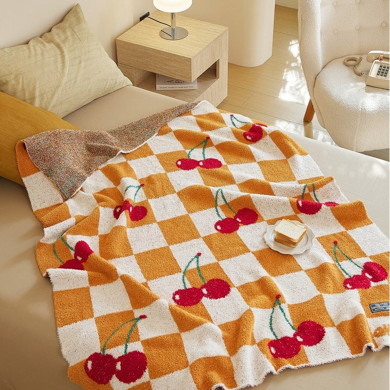 Cherry Picnic Checker Throw
