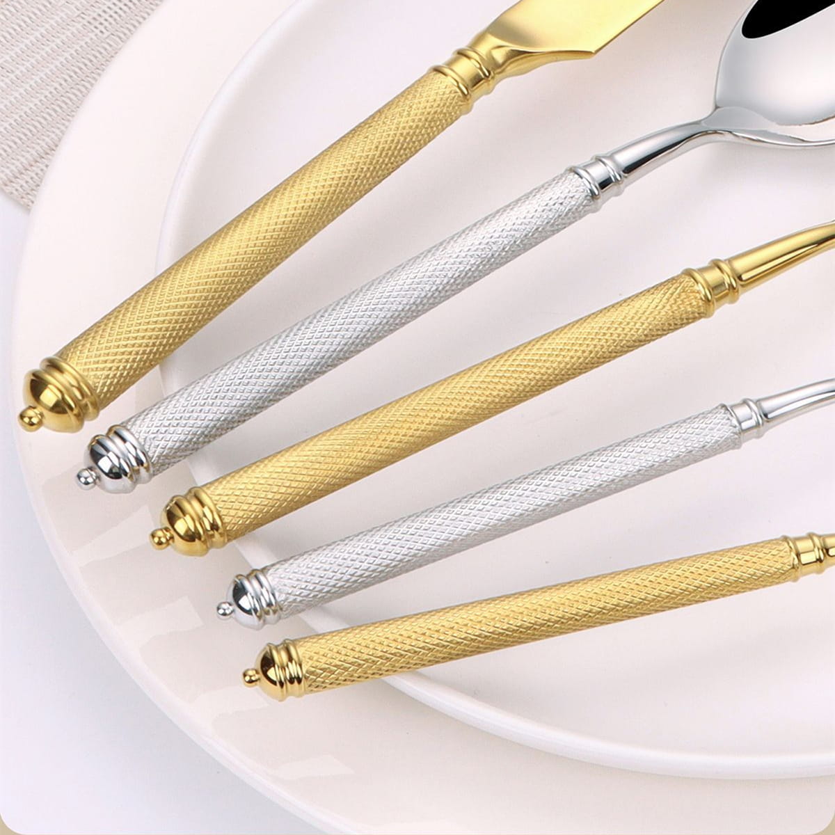 Naila Gold Textured Handle Stainless Steel Cutlery Set
