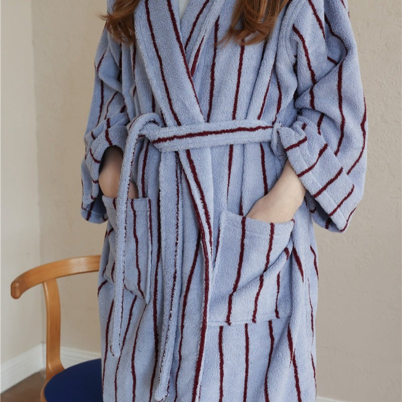 Nostalgic Soft Striped Bathrobe