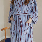 Nostalgic Soft Striped Bathrobe