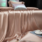 Solenne Cameo Rose Openwork Trim Luxury Pure Mulberry Silk Bedding Set