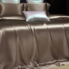 Solenne Mink Bronze Openwork Trim Luxury Pure Mulberry Silk Bedding Set