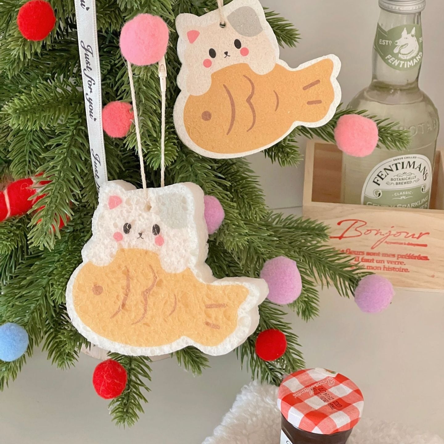 Taiyaki Kitty Dish Sponge Set