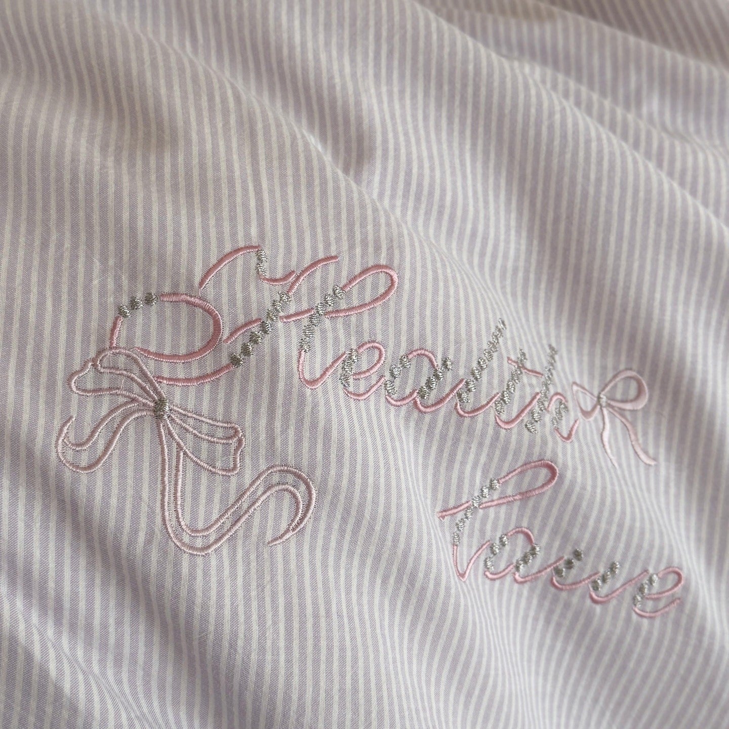 Lavender Ruffle Stripe Bedding Set