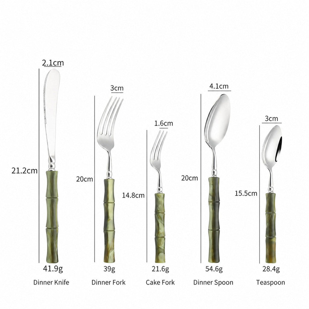 Zen Bamboo Handle Stainless Steel Cutlery Set