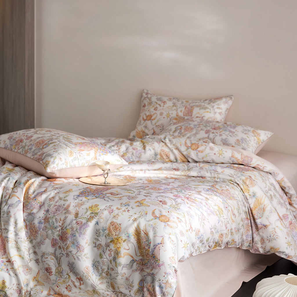 Celestine Unicorn Botanical Egyptian Cotton Bedding Set
