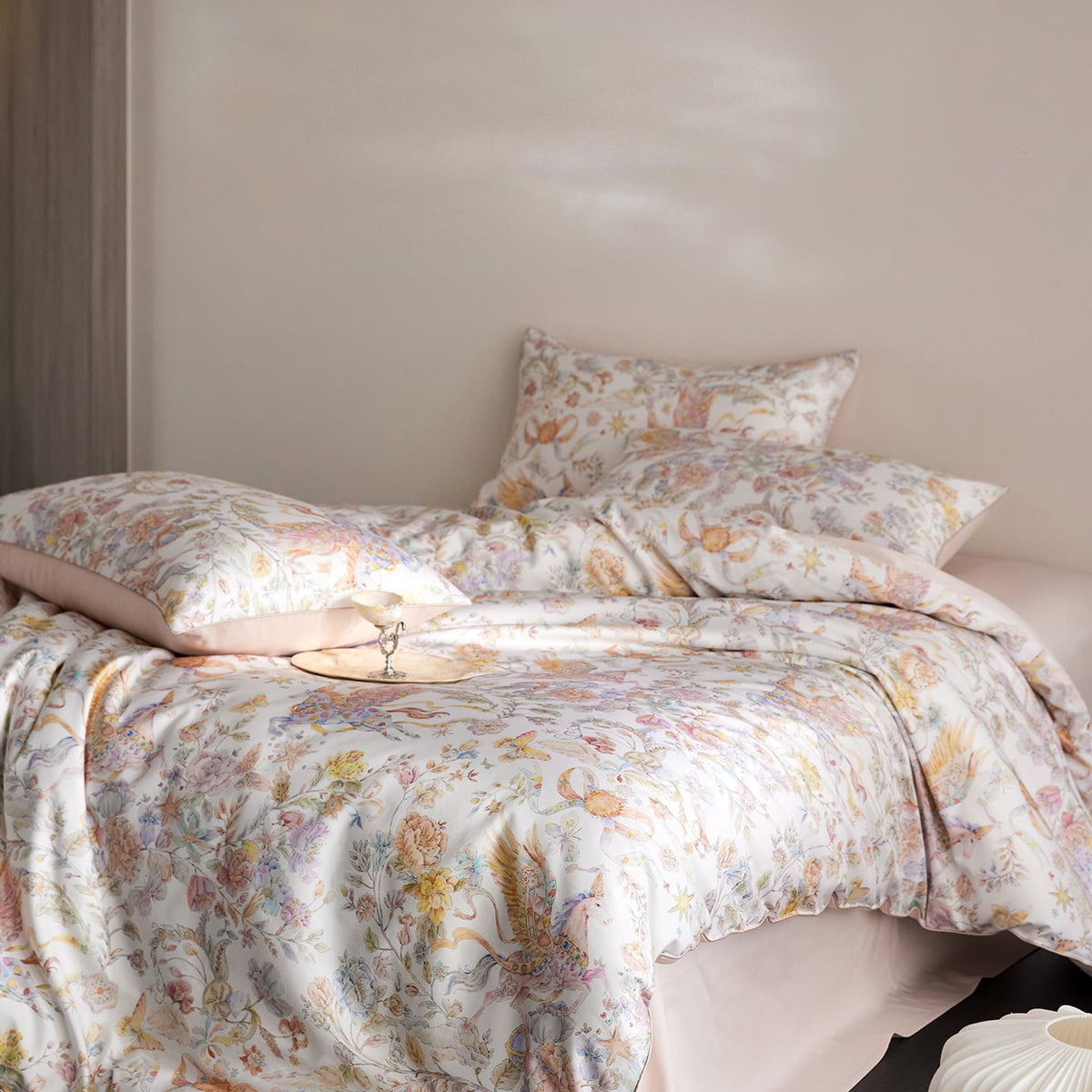 Celestine Unicorn Botanical Egyptian Cotton Bedding Set