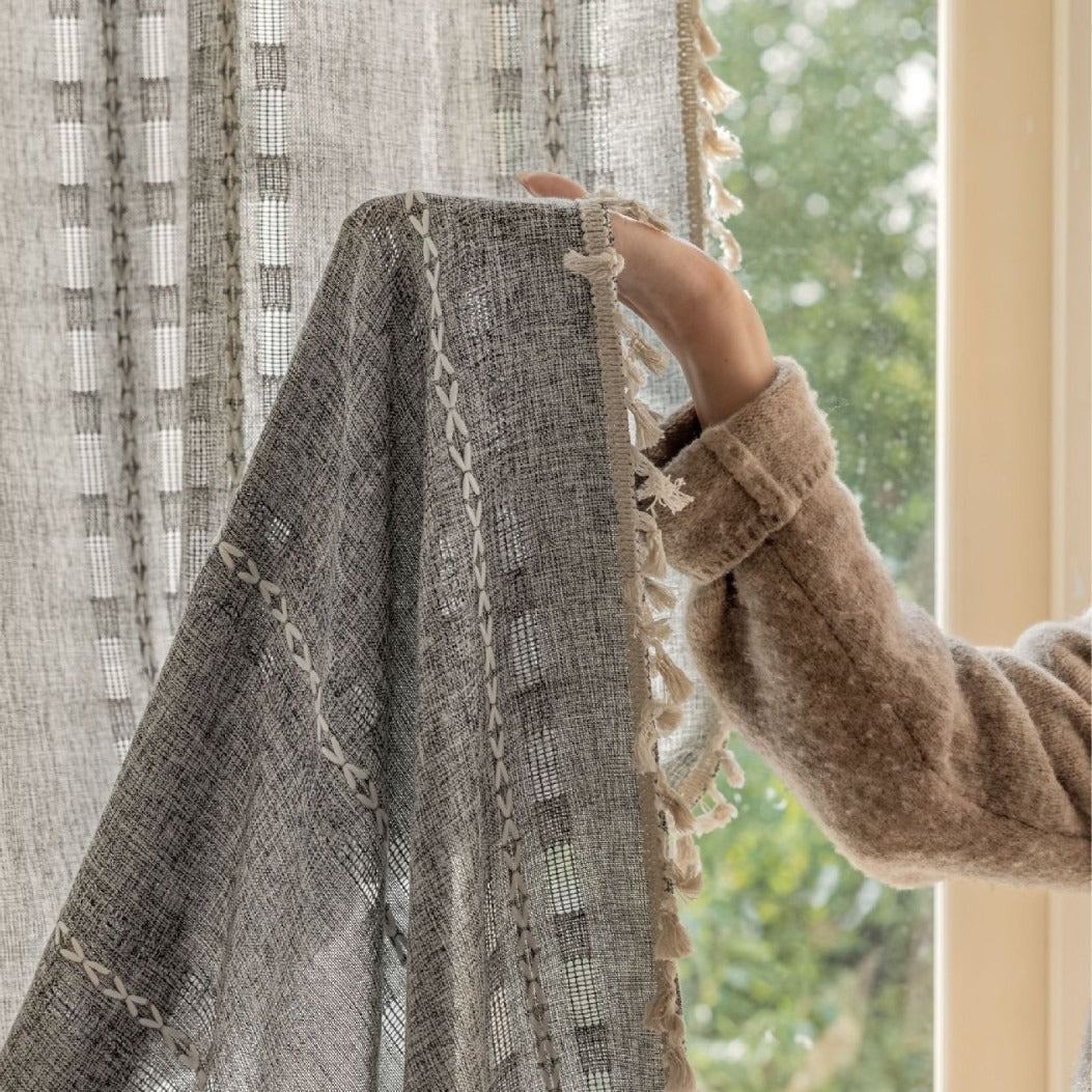Light Filter Lattice Tassel Curtain