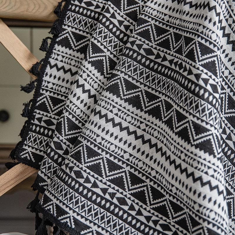 Wild Black Geometry Tassel Curtain