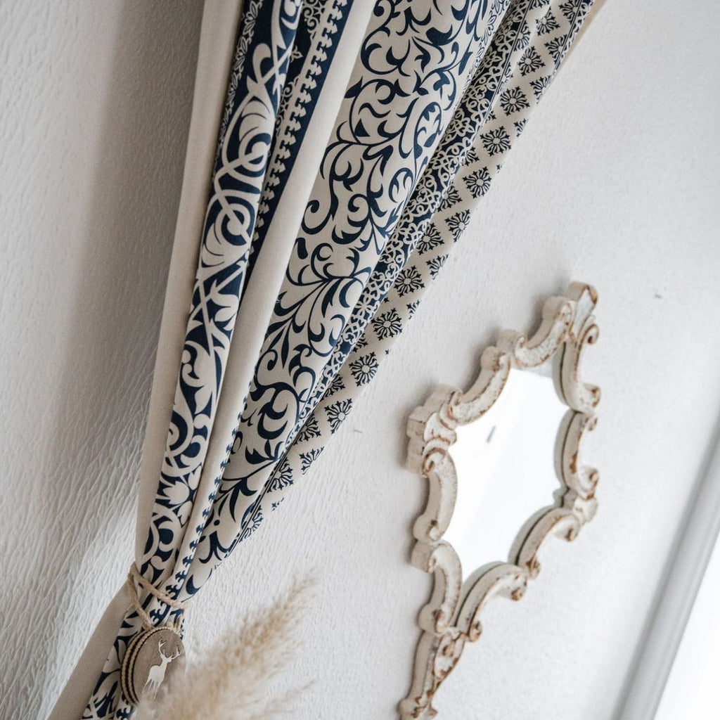 Santorini Blue Stripe Curtain