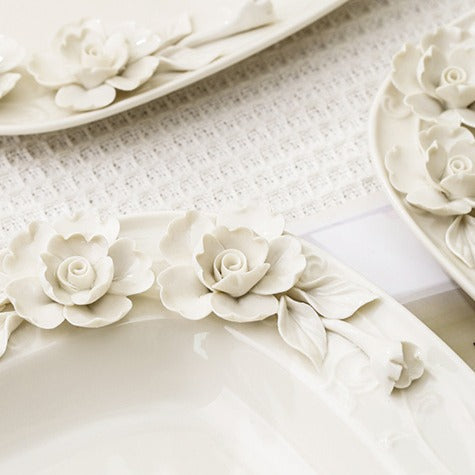 Beauty Rose Embossed Square Plate