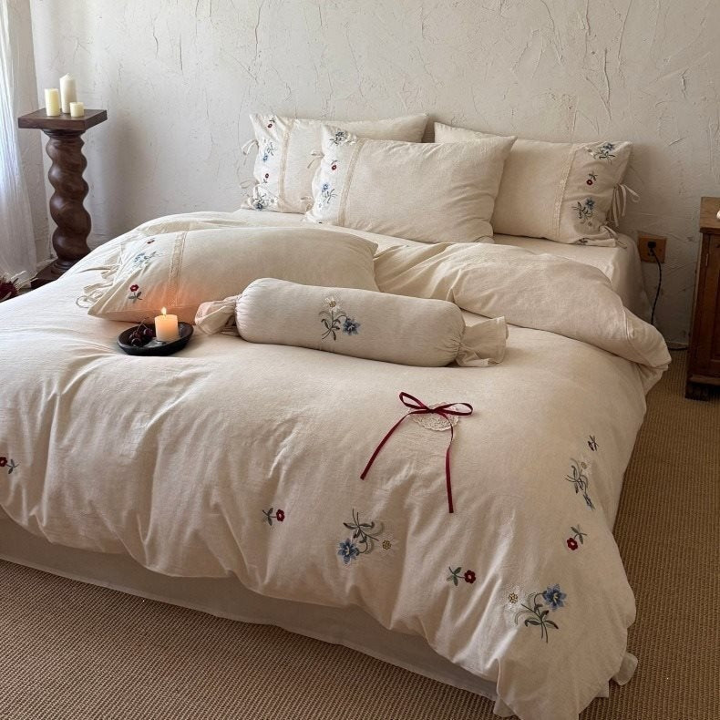 Wildflower Knot Linen Cotton Bedding Set