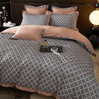 Roselle Lattice Printed Luxury Egyptian Cotton Bedding Set