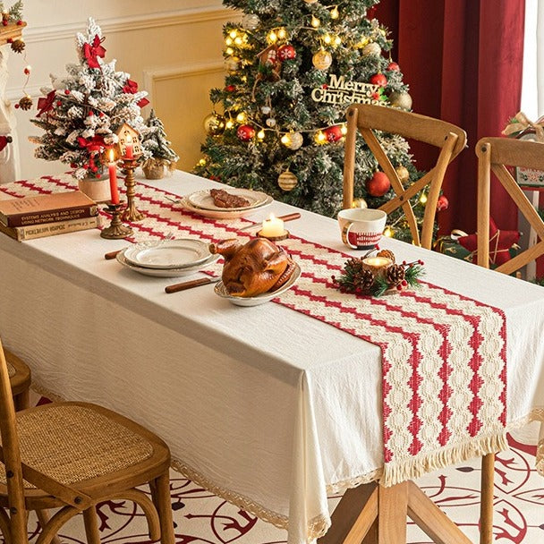 Woven Holiday Fringe Table Runner