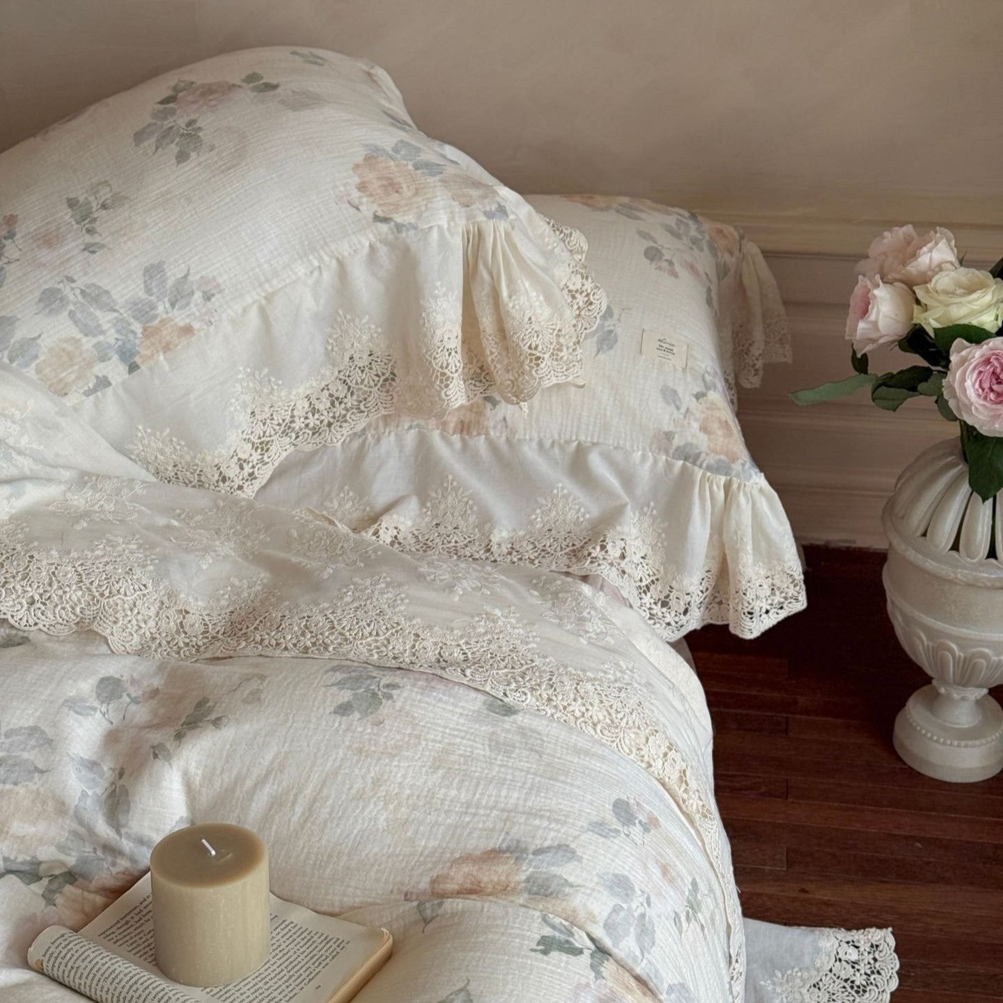 Perpetua Rosy Lace Bedding Set
