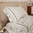 Stripe & Button Pillowcase Set