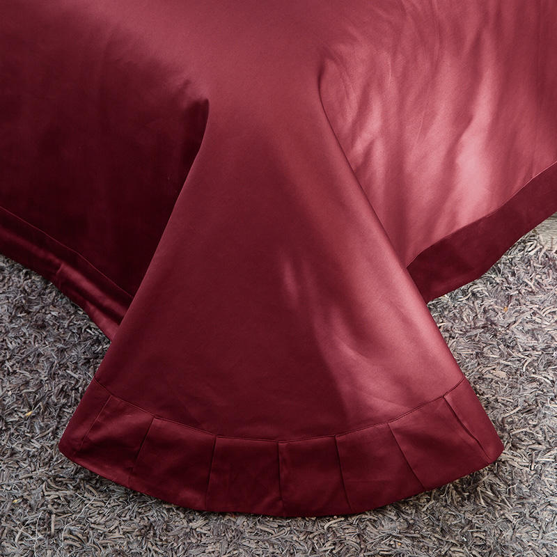 Lezkira Burgundy Luxury Embroidery Egyptian Cotton Bedding Set