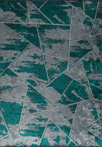 Bremen Dark Turquoise - Light Grey Rug
