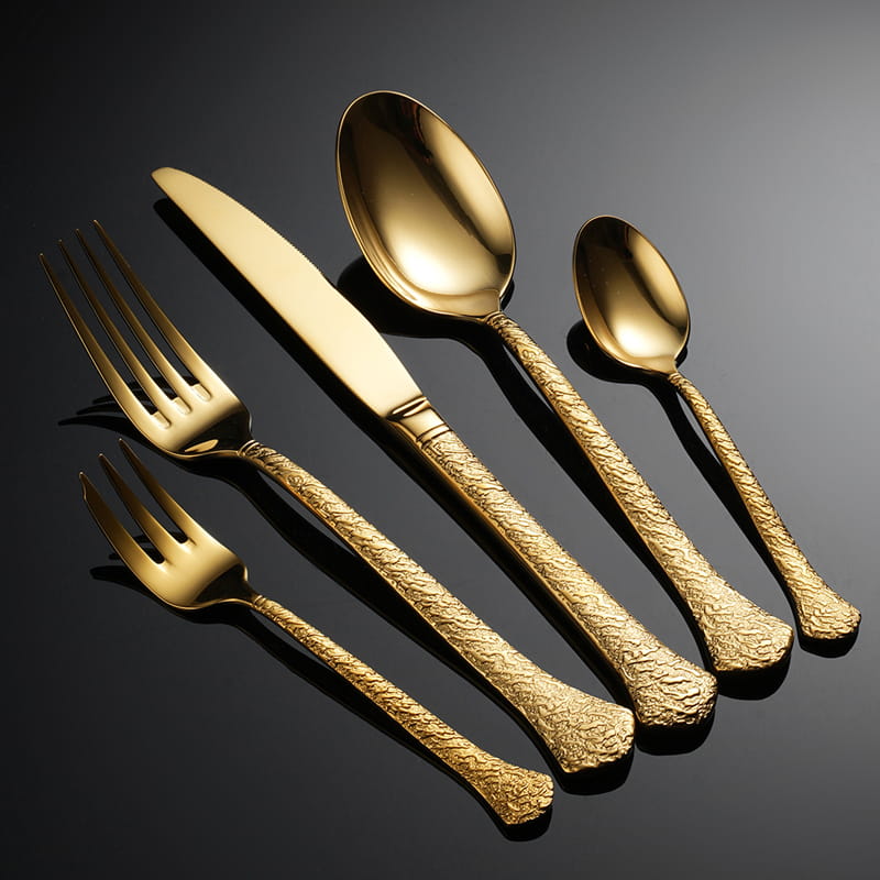 Aurora Gold Hammered Stainless Steel Cutlery Set