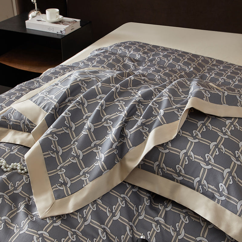 Alaric Chain Printed Luxury Egyptian Cotton Bedding Set