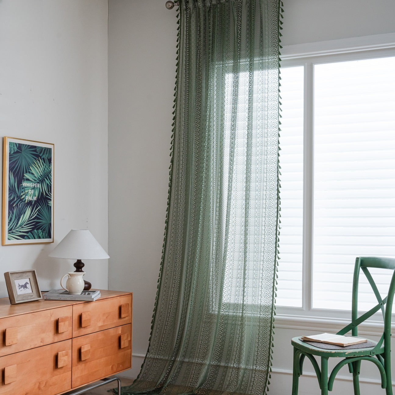 Soft Glow Lace & Fringe Curtain